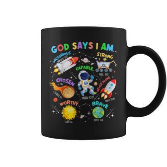 God Says I Am Astronaut Cosmic Planets Science Space Galaxy Coffee Mug - Thegiftio