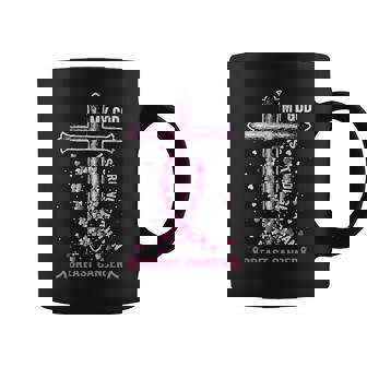 My God Is Stronger Than Breast Cancer Pink Cross Christian Coffee Mug - Thegiftio