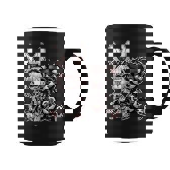 Gothic Bunny & Punk Teddy Bear Aesthetic Coffee Mug | Mazezy