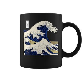 The Great Kanagawa Wave Japan Damen Herren Kinder -Chwarz - Klassisch Cartoon-Muster - Kurzarm Crew-Ausschnitt Tassen - Geschenkecke
