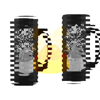 Halloween Candy Corn Leopard Coquette Bow Spooky Season Coffee Mug | Mazezy