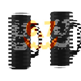 Halloween Six Seven 6 7 Meme Jack O Lantern 6-7 Pumpkin Face Coffee Mug | Mazezy