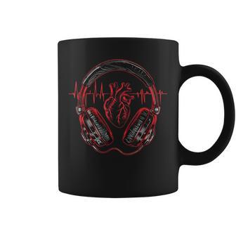 Headphones Music Dj Edm Music Headphones Heartbeat Ekg Pulse Coffee Mug - Thegiftio UK