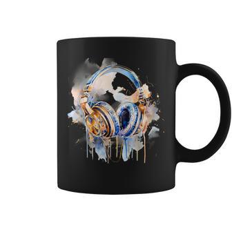 Headphones Music Dj Splash Edm Music Headphones Music Lover Coffee Mug - Thegiftio UK