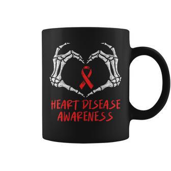 Heart Health Skeleton Red Ribbon Heart Disease Awareness Chd Coffee Mug - Thegiftio UK