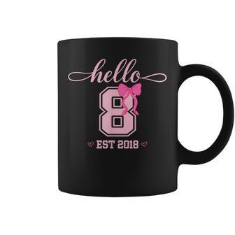 Hello Eight Est 2018 Coquette Bow 8Th Birthday Girl Coffee Mug - Thegiftio UK
