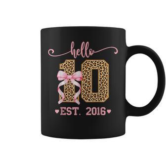 Hello Ten Est 2016 10Th Birthday Girl Double Digits Leopard Coffee Mug - Thegiftio UK