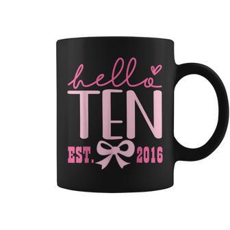 Hello Ten Est 2016 Pink Coquette Happy 10Th Birthday Girl Coffee Mug - Thegiftio UK