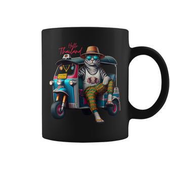 Hello Thailand Cool Cat Wear Elephant Pants On Thai Tuktuk Coffee Mug - Thegiftio UK
