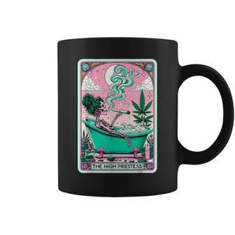 The High PriestEss Retro Skeleton Cannabis Weed Tarot Card Coffee Mug - Thegiftio
