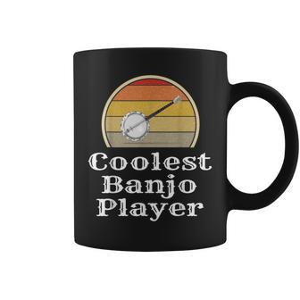 Homme Coolest Banjo Player Instrument De Musique Rétro Motif Herbe Bleue Tasse - Cadeauxyz