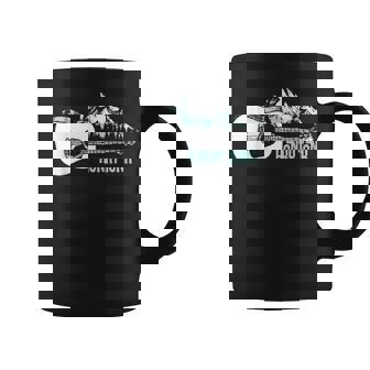 Honky Tonk Music Retro Acoustic Guitar & Mountains Graphic Coffee Mug | Mazezy