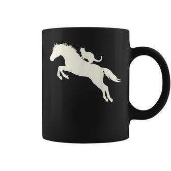Horseback Riding Cat Silhouette For Animal Lovers Cat Coffee Mug - Thegiftio