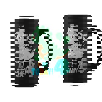 Hoy Cumplo 4 Años Dinosaurio T-Rex Niños Cuarto Cumpleaños Taza de café - Regaloses