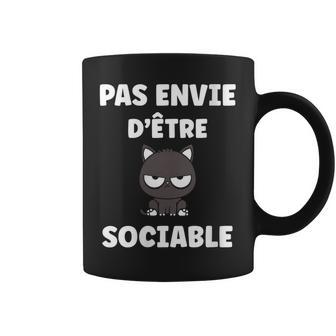 Humour Chat Mignon Grognon Drole Pas Envie D'êtreociable Tasse - Cadeauxyz