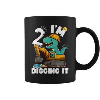 I'm 2 And Digging It 2Nd Birthday Cute Dinosaur Construction Coffee Mug - Thegiftio UK