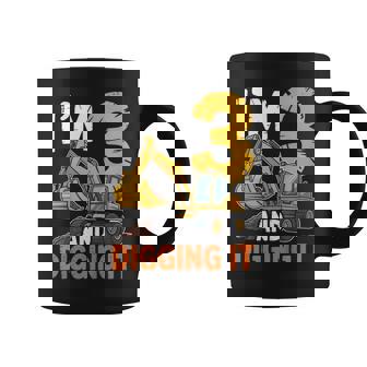 I'm 3 And Digging It Excavator 3Th Birthday Bulldozer 3 Year Coffee Mug | Seseable UK