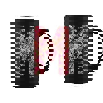 Initiale Florale M Avec Roses En Fleurs Tasse - Cadeauxyz