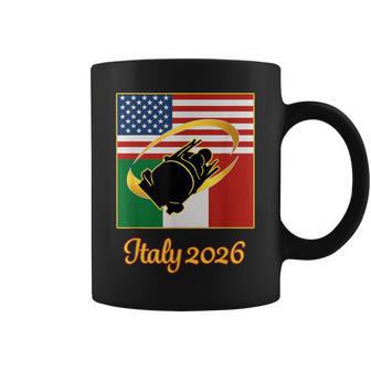 Italy 2026 Bobsled 2026 Usa Italy Flags Winter Sports Coffee Mug - Monsterry