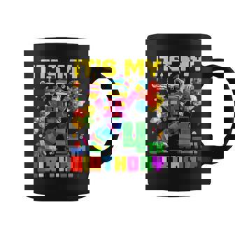 Its My 4Th Fourth Birthday Building Brick 4 Years Old Boys Coffee Mug | Seseable UK