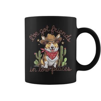 I've Got Friends In Low Places Corgi Vintage Western Coffee Mug - Monsterry