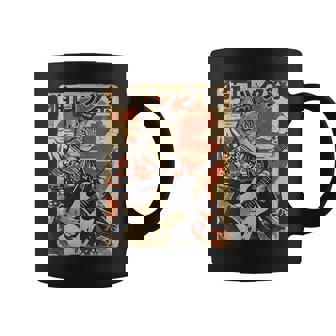 Japanese Samurai Cat Playing Electric Guitar Vintage Rock Coffee Mug | Seseable CA