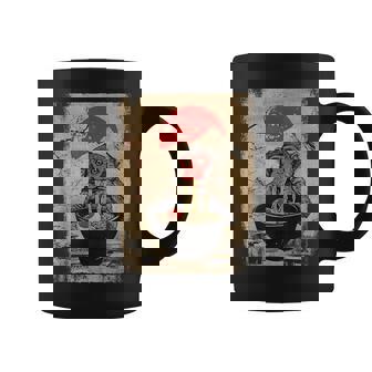 Japanese Woodblock Graphic Macaque Eating Ramen Monkey Lover Coffee Mug - Monsterry