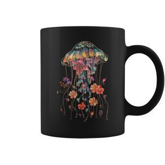 Jellyfish Flowers Vintage Floral Scuba Diving Surf Coffee Mug - Thegiftio
