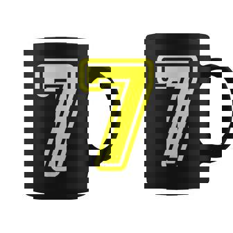 Jersey 7 Amarillo Deportes Equipo Jersey Número 7 Taza de café - Regaloses