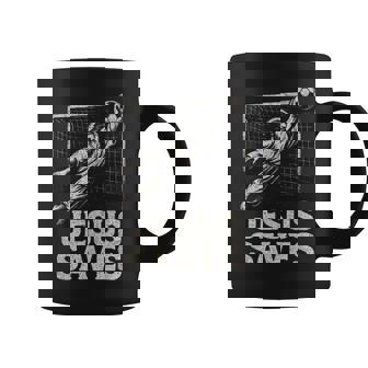 Jesus Saves Soccer Goalie Christian Inspirational Coffee Mug - Monsterry