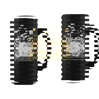 Jolie Pâquerettes Prairie Avec Chat Endormi Amusant Tasse - Cadeauxyz