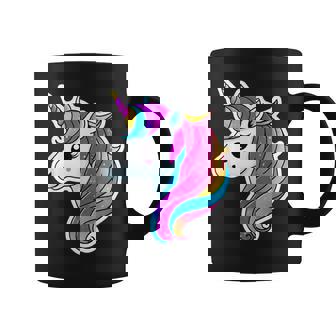 Jolie Tête De Licorne Arc-En-Ciel Avec Crinière Pastelcintillante Tasse - Cadeauxyz