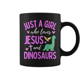 Just A Girl Who Loves Jesus And Dinosaurs Christian Cute Coffee Mug - Thegiftio UK