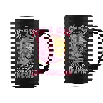 Just A Girl Who Loves Line Dancing Pink Cowboy Boots Coffee Mug | Mazezy