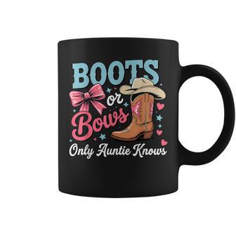 Keeper Of Gender Reveal Boots Or Bows Only Auntie Knows Coffee Mug - Monsterry