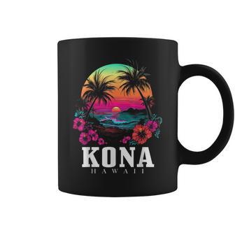 Kona Hawaii Hawaiian Hibiscus Flowers Surfer Souvenir Coffee Mug | Mazezy
