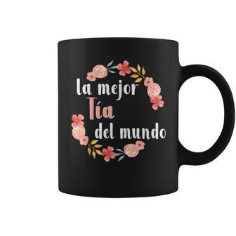 La Mejor Tia Del Mundo Mejor Tía En Arco Floral Español Taza de café - Regaloses