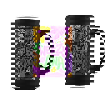 La Weezy Ana Boho Flower Groovy Mardi Gras Coffee Mug | Mazezy
