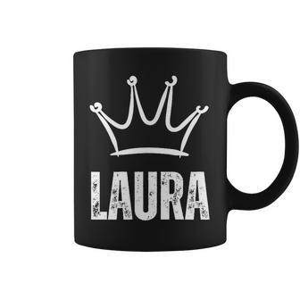 Laura Queen Crown Nombre Personalizado De Cumpleaños 1 Ganador Taza de café - Regaloses