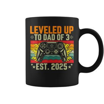 Leveled Up To Dad Of 3 Three Daddy Again 2025 Father's Day Coffee Mug - Thegiftio UK