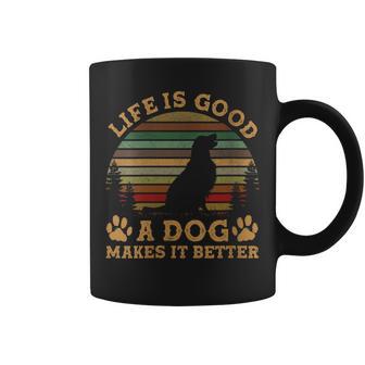 Life Is Good A Dog Makes It Better Vintage Coffee Mug - Thegiftio UK