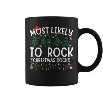 Most Likely To Rock Christmas Socks Matching Christmas Coffee Mug - Thegiftio UK