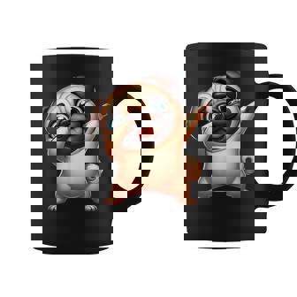 Lindo Carlino De Dibujos Animados Y Perro Dabbing Mascota Taza de café - Regaloses