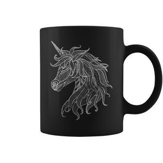 Lindos Unicornios Con Diseño De Mandala Y Unicornios A Juego Con La Manga Larga Taza de café - Regaloses
