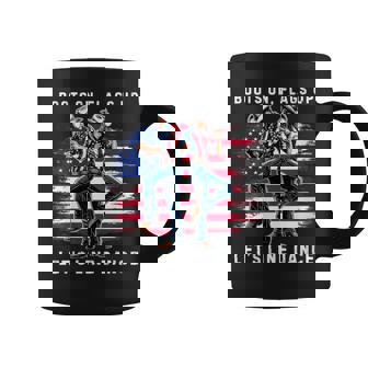 LIne Dance Cowgirl Cowboy Patriotic 4th Of July USA Flag Men Coffee Mug | Mazezy