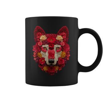 Loup Mignon Avec Roses Printemps Floral Animalaint-Valentin Tasse - Cadeauxyz