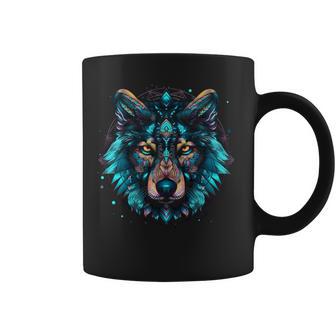 Loup Mystique Loup De L'espace Corbeau Mystique Manche Longue Tasse - Cadeauxyz