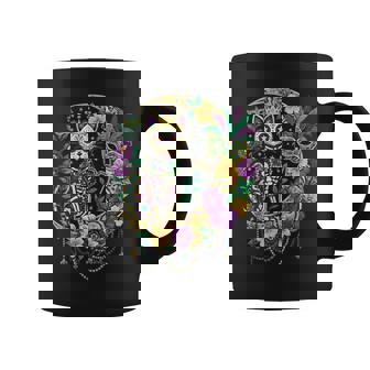 Mardi Gras Costume Sugar Skull Cat Carnival New Orleans Coffee Mug | Seseable CA