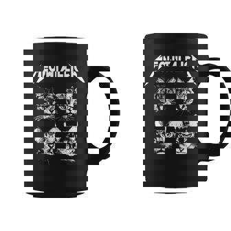 Meowtallica ブラック ホワイト 面白い パロディバンド 猫 子猫 恋人 長袖tシャツ コーヒーマグ - Kawaiitshirt
