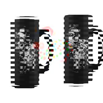 Merry Christmas Cow Santa Christmas Lights Cow Xmas Tree Coffee Mug | Mazezy